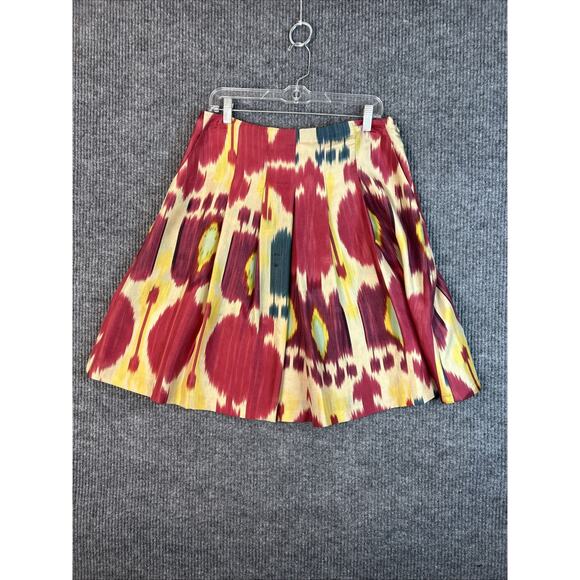 Ralph Lauren Womens Printed Silk Skirt Sz 8 Lined Multi Color Luxe Artsy Pockets - Picture 1 of 9